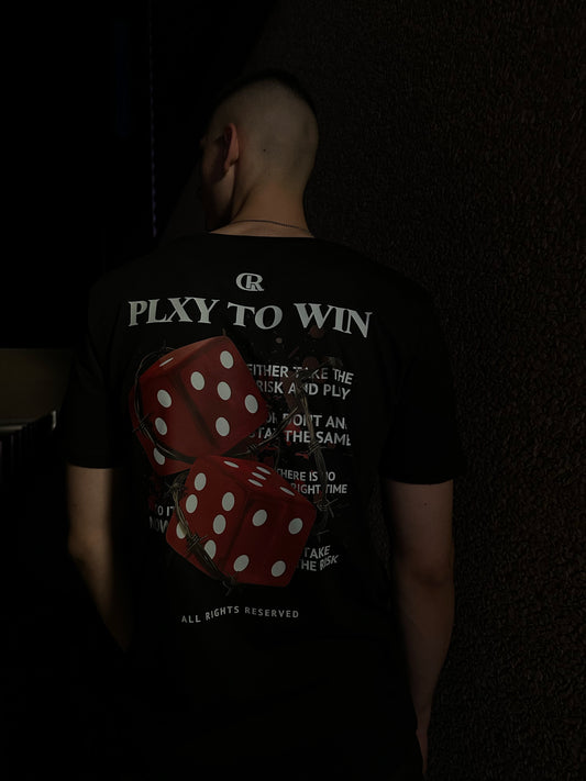 “ PLXY TO WIN “ Black Regular T-Shirt